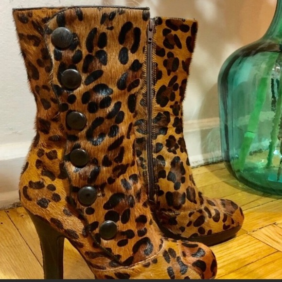 Sam Edelman Calf fur animal print boots - Picture 2 of 8